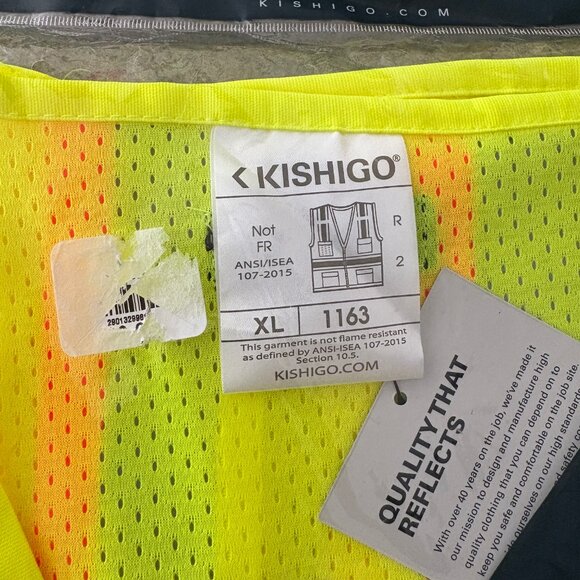 Kishigo XL UNISESX REFLECTIVE SAFETY VEST #1163 Yellow OSHA Walking NEW - Picture 2 of 3